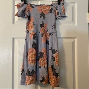 LA hearts blue and pink floral MINI dress, Size XXS